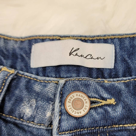 KanCan Short Destroyed Frayed Hem Denim Jean Shorts Women's S - Picture 5 of 8